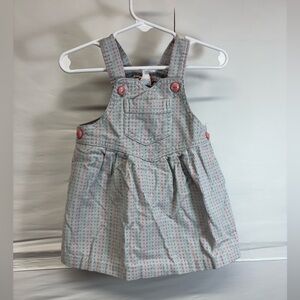 Vintage Hearts Overall Dress Stone Apparel Made in USA Size 24 months
